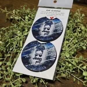 Jeep Girl Blue Car Coasters